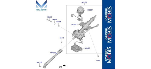 mobis steering column shaft hyundai veloster 2018-21